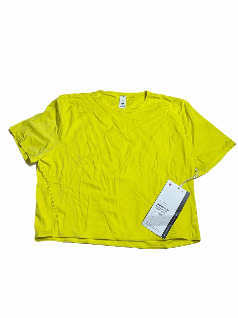 NWT Lululemon Wundermost Ultra-Soft Nulu Crewneck Cropped T-Shirt Daisy Glow XL